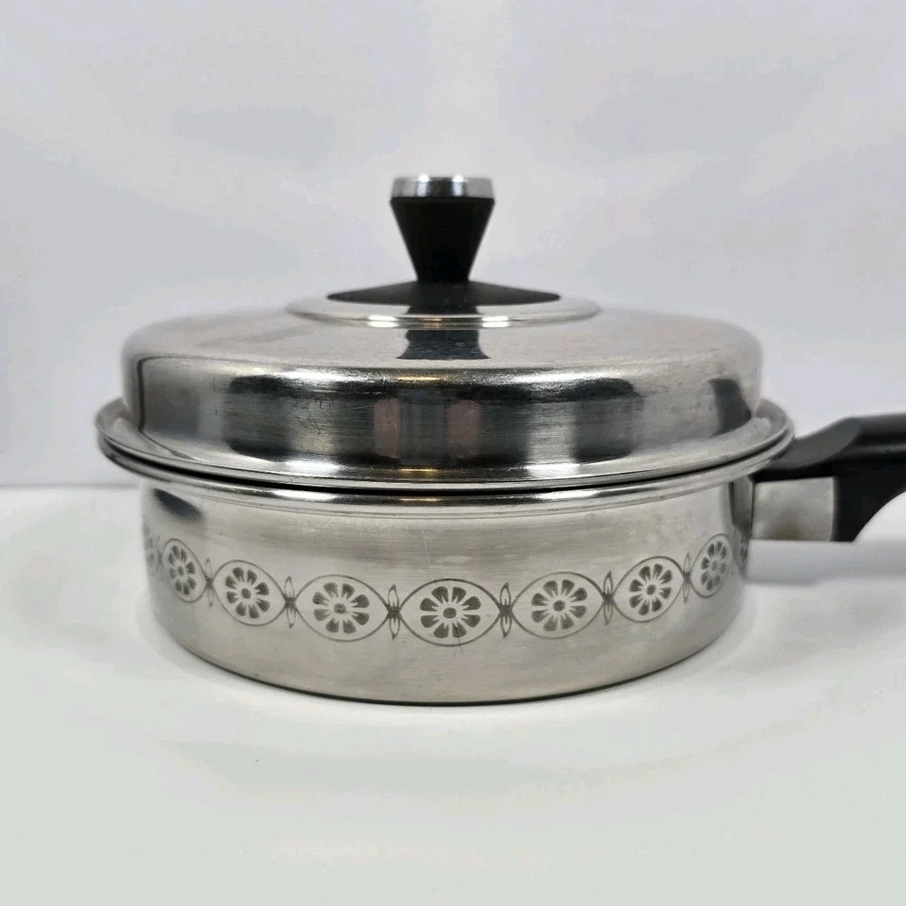 Vintage ECKO Flint Ware 3 Ply Stainless Steel Sauce Pan USA MCM